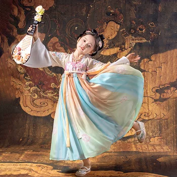 מסורתיות בנות פיית תחפושות ילדים Hanfu רקמה פרחונית, שמלה בסגנון סיני צילום Cosplay טאנג חליפה
