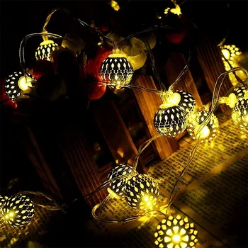 מסיבת החתונה אור דקורטיבי פיות אורות LED מרוקאי כדור הברזל אור מחרוזת אורות חג המולד קישוט הבית הגינה