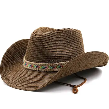 מעצב מותג המערבי בוקרים כובע קש כובע לגברים ונשים חיצונית חוף כובע הגנה מהשמש Gorras Gorras פארא הגברים 모자