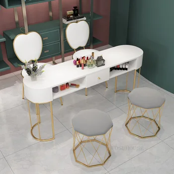 נורדי מסמר שולחנות מודרני מינימליסטי ליחיד מניקור שולחנות מעצב מניקור שולחן כיסא סט מקצועי מסמר השולחן