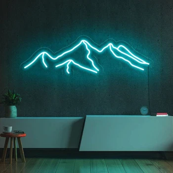 ניאון מותאם אישית לחתום על הרים אור LED לחתום על עיצוב הבית טבע אמנות קיר תאורה פנימית חדר שינה קישוט קיר מותאם אישית מתנות
