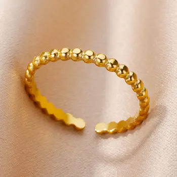 נירוסטה עגול טבעות לנשים מצופה זהב לפתוח טבעת מתכווננת 2023 מגמה חדשה בציר אסתטי תכשיטים מתנה anillos