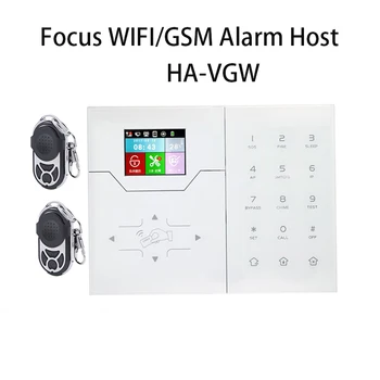 פוקוס הא-VGW WIFI אזעקת GSM מארח 85dB נשמע 433MHz מסך מגע צבעוני צרפתית אנגלית הקול עבור בית חכם הגנת אבטחה