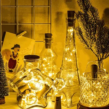 פיית המנורה חג המולד אור חוט תיל נחושת המנורה גרלנד עיצוב מסיבת חתונה קישוט LED בקבוק יין הפקק המנורה מנורת החג