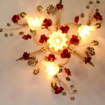 פרחוני תודה כפרי אמנות עיצוב פרחים אור תקרת תאורה ביתית סלון, חדר השינה הוביל אור התקרה בסלון הכניסה אורות