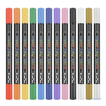 צבע אקרילי עטים 12 צבעים להגדיר צביעת עטים אקריליק עטי סמן על הציור, מה שהופך את הכרטיס, DIY מלאכה ביצוע DropShipping