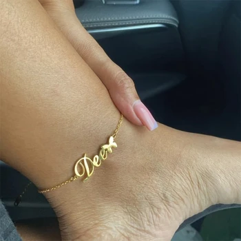 קיץ סגנון רגל תכשיטים שרשרת שם מותאם אישית Anklets לנשים החוף Faux נשית אישית צמיד Cheville החברה הכי טובה מתנה