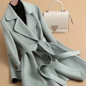 רופף מעיל לנשים דו צדדי קשמיר מעיל במשך הסתיו והחורף המעיל בגדי נשים