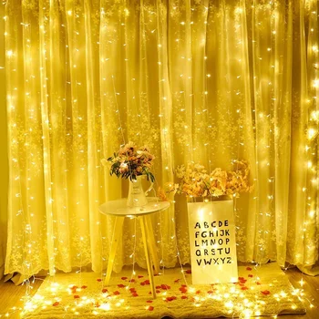 שנה חדשה 2024 גרלנד LED חוטי נחושת וילון פיות האורות 6 מטר הביתה חלון חדר השינה חג המולד מסיבת חתונה קישוט מנורה